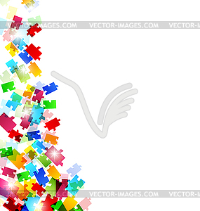 Abstract background with set colorful puzzle pieces - vector clipart