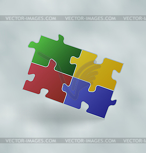 Vintage set colorful puzzle pieces - vector image