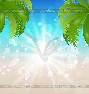 Summer holiday background with sunlight and palmtree - vector image