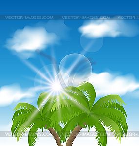 Summer holiday background with sunlight and palmtree - vector clipart