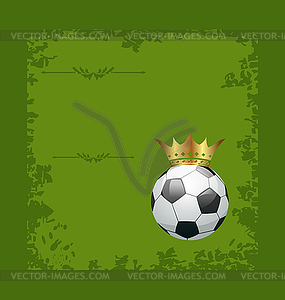 Футбол ретро гранж карта с мячом и корона - векторное изображение EPS