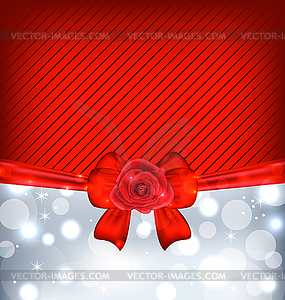 Festive background with gift bow and rose - vector clip art