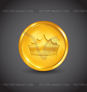 Golden coin with heraldic crown - vector clip art