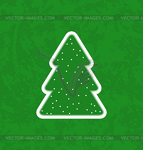 Green paper cut-out christmas tree - vector image