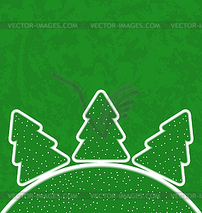 Green paper cut-out set christmas tree - vector clipart