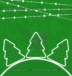 Christmas set trees with garland - vector image