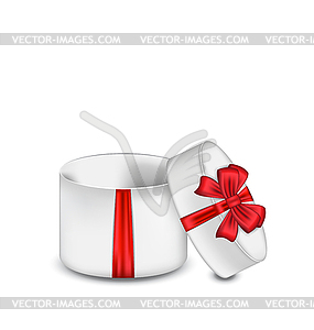 Open gift box with red bow - vector image