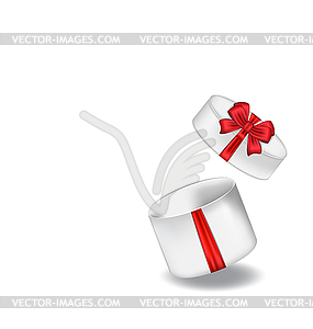 Open gift box with red bow - vector image