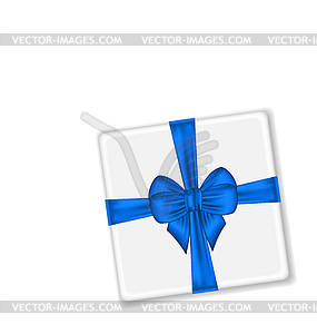 Present with blue bow for your holiday - vector clipart