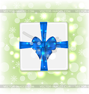 Gift box with blue bow for your party - vector clipart