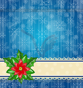 Christmas wallpaper with flower poinsettia - vector image