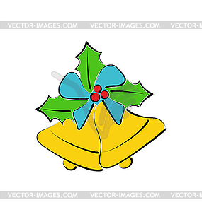 Sketch composition two Christmas bells - vector clip art