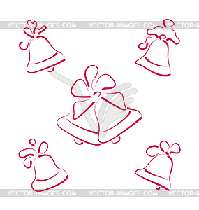 Sketch set Christmas bells - vector clipart