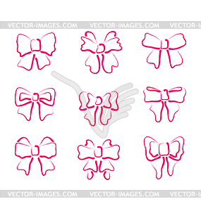 Christmas set outline gift bows - vector clipart