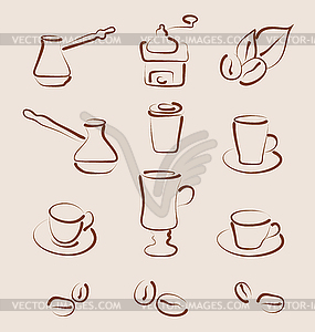Sketch Set элементы дизайна кофе - - рисунок в векторном формате