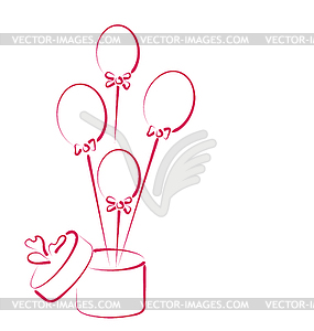 Open gift box with balloons for your holiday - vector clipart