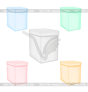 Set colorful closed unprinted cartons - vector image