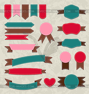 Set retro ribbons, vintage labels, emblems - vector image