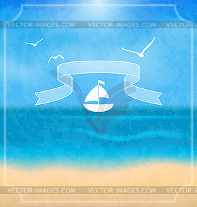 Holiday card with beach for your summer design - vector image