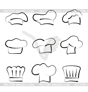 Set of chef hats , sketch style - vector clipart / vector image