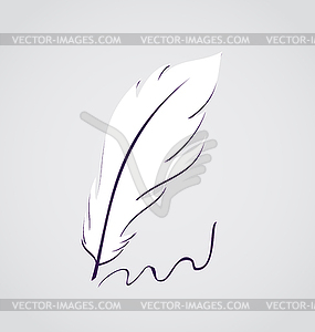 White feather calligraphic pen - vector clip art