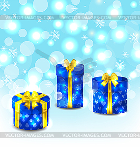 Set gift boxes on light background - vector clip art