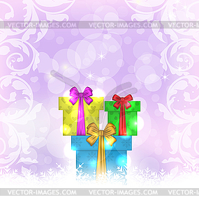 Set Christmas gift boxes on light background - vector clipart / vector image
