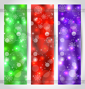 Set Christmas glossy banners with snowflakes - vector clipart