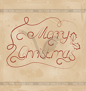 Calligraphic Christmas lettering, grunge texture - vector clipart / vector image