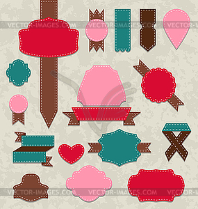 Set ribbons, vintage labels, geometric emblems - vector clipart