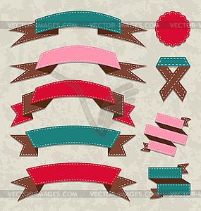 Set ribbons, vintage labels, geometric emblems - vector clip art