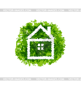 Icon eco home on grunge background - vector image