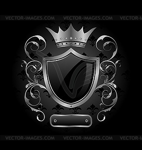 Ornate heraldic shield with crown - vector EPS clipart