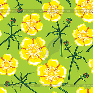 Yellow flower seamless pattern - vector image