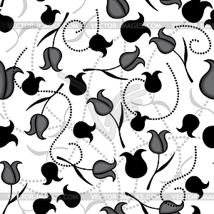 Tulips seamless pattern - vector clipart