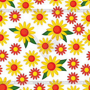 Yellow flowers seamless pattern - vector clip art