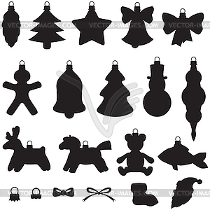 Silhouette of baubles set - vector EPS clipart