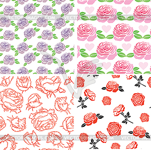 Roses seamless pattern set - vector image