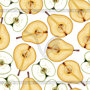 Fruit halves seamless pattern - vector clipart