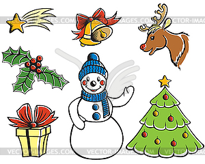 Christmas cartoon set - vector clipart