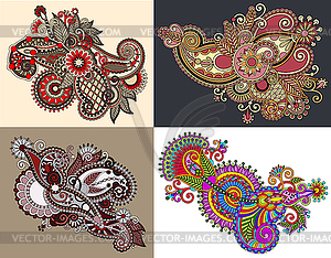 Original hand draw line art ornate flower design. - vector clip art