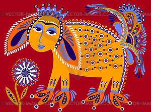 Ukrainian tribal ethnic painting, unusual animal, - vector clipart