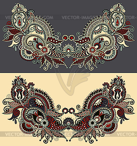 Neckline ornate floral paisley embroidery fashion - vector clipart