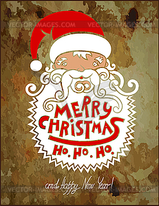 Santa claus head, merry christmas! happy new year! - vector image