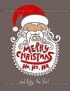 Santa claus head, merry christmas! happy new year! - vector image