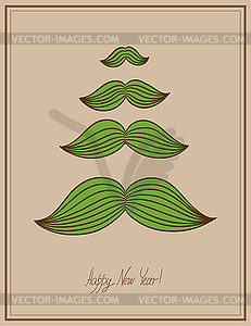 Mustache tree christmas card, hipster style, concep - vector image