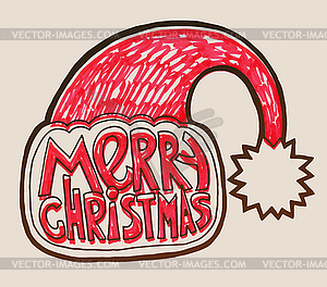 Santa hat with lettering merry christmas, decoratio - vector image