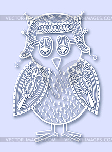 Paper cute of doodle owl - vector image