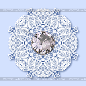 Christmas snowflake decoration with diamond jewel - vector clipart