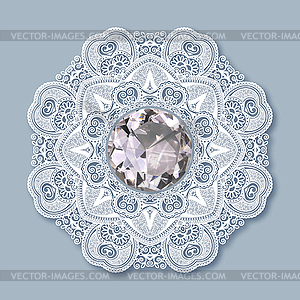 Christmas snowflake decoration with diamond jewel - vector image